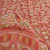 Sanskriti Vintage Sarees Red/Green 100% Pure Silk Printed Sari 5yd Craft Sustainable Fabric
