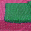 Sanskriti Vintage Sarees Green/Pink Pure Silk Bandhani Printed Sari 5yd Sustainable Fabric