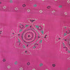 Sanskriti Vintage Sarees Green/Pink Pure Silk Bandhani Printed Sari 5yd Sustainable Fabric