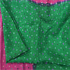Sanskriti Vintage Sarees Green/Pink Pure Silk Bandhani Printed Sari 5yd Sustainable Fabric