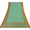 Sanskriti Vintage Sarees Green/Blue Blend Georgette BlockPrint Woven Sari Sustainable Fabric