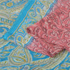 Sanskriti Vintage Sarees Pink/Blue 100% Pure Silk Printed Sari 5yd Craft Sustainable Fabric