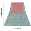 Sanskriti Vintage Sarees Pink/Blue 100% Pure Silk Printed Sari 5yd Craft Sustainable Fabric