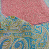 Sanskriti Vintage Sarees Pink/Blue 100% Pure Silk Printed Sari 5yd Craft Sustainable Fabric