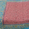 Sanskriti Vintage Sarees Pink/Blue 100% Pure Silk Printed Sari 5yd Craft Sustainable Fabric