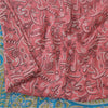 Sanskriti Vintage Sarees Pink/Blue 100% Pure Silk Printed Sari 5yd Craft Sustainable Fabric