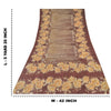 Sanskriti Vintage Sarees Brown Indian Pure Silk Printed Sari 5yd Craft Sustainable Fabric