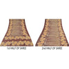 Sanskriti Vintage Sarees Brown Indian Pure Silk Printed Sari 5yd Craft Sustainable Fabric
