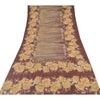 Sanskriti Vintage Sarees Brown Indian Pure Silk Printed Sari 5yd Craft Sustainable Fabric
