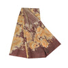 Sanskriti Vintage Sarees Brown Indian Pure Silk Printed Sari 5yd Craft Sustainable Fabric