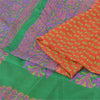 Sanskriti Vintage Sarees Indian Orange Pure Silk Printed Sari 5yd Craft Sustainable Fabric