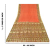 Sanskriti Vintage Sarees Indian Orange Pure Silk Printed Sari 5yd Craft Sustainable Fabric