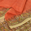 Sanskriti Vintage Sarees Indian Orange Pure Silk Printed Sari 5yd Craft Sustainable Fabric