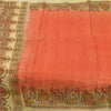 Sanskriti Vintage Sarees Indian Orange Pure Silk Printed Sari 5yd Craft Sustainable Fabric