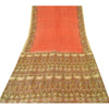 Sanskriti Vintage Sarees Indian Orange Pure Silk Printed Sari 5yd Craft Sustainable Fabric