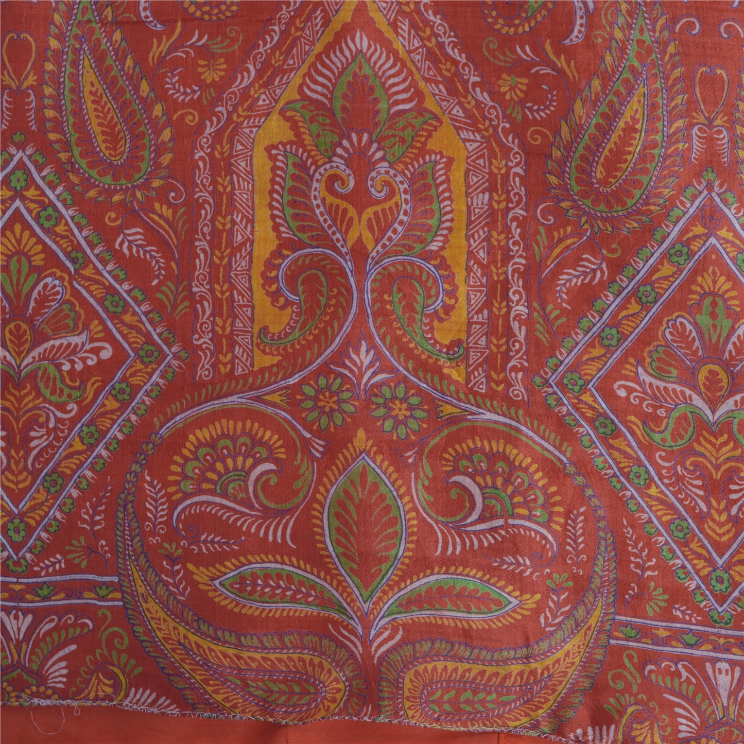 Sanskriti Vintage Sarees Dark Red 100% Pure Silk Printed Sari 6yd Craft Sustainable Fabric