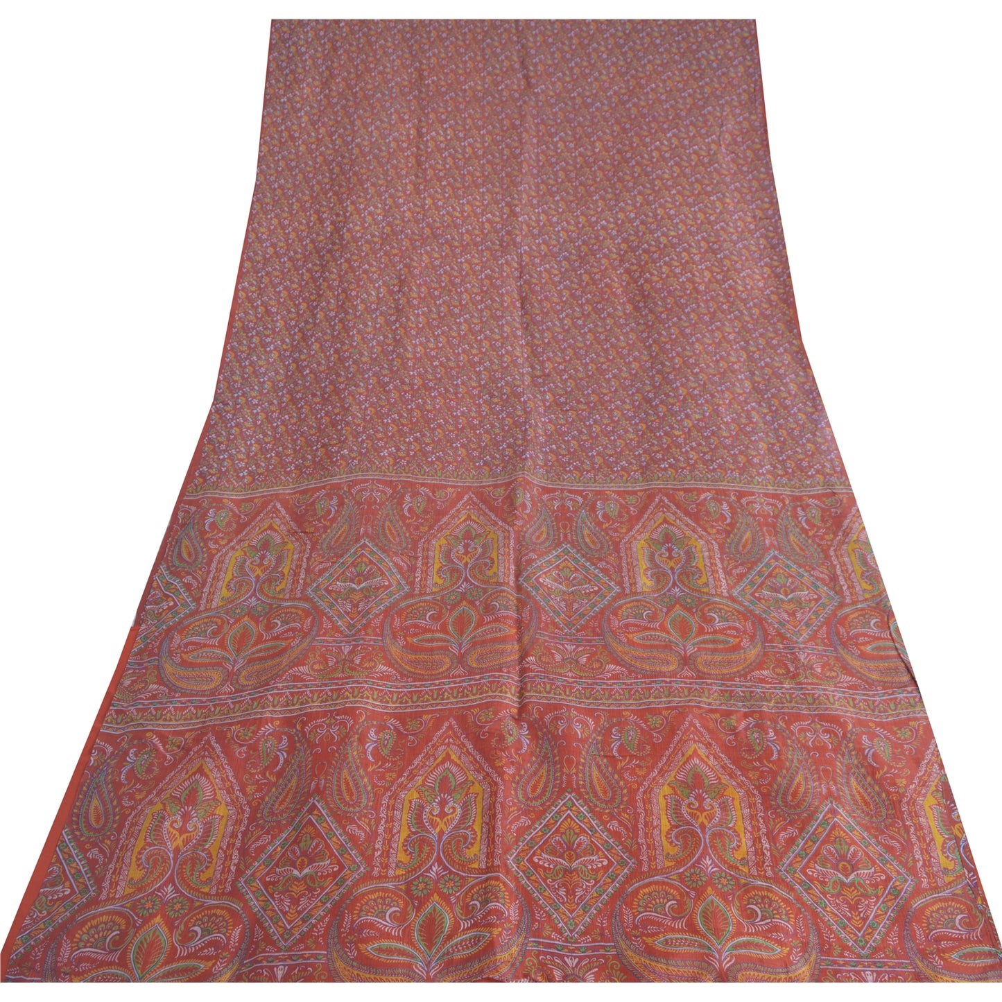 Sanskriti Vintage Sarees Dark Red 100% Pure Silk Printed Sari 6yd Craft Sustainable Fabric