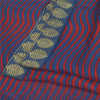 Sanskriti Vintage Sarees Blue/Red Blend Chiffon Printed Woven Sari 5yd Sustainable Fabric