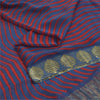 Sanskriti Vintage Sarees Blue/Red Blend Chiffon Printed Woven Sari 5yd Sustainable Fabric