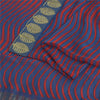 Sanskriti Vintage Sarees Blue/Red Blend Chiffon Printed Woven Sari 5yd Sustainable Fabric