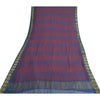 Sanskriti Vintage Sarees Blue/Red Blend Chiffon Printed Woven Sari 5yd Sustainable Fabric