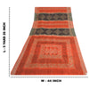 Sanskriti Vintage Sarees Black/Orange Pure Silk Printed Sari 5yd Craft Sustainable Fabric