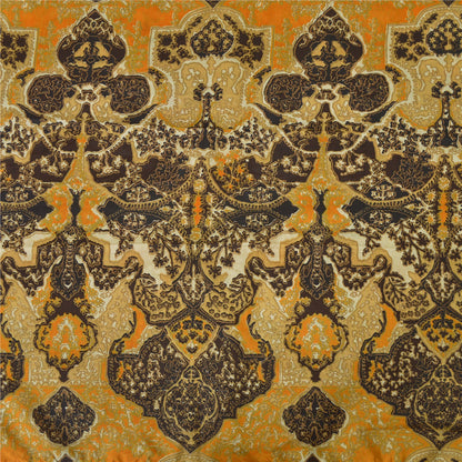 Sanskriti Vintage Sarees Indian Yellow Pure Silk Printed Sari 5yd Craft Sustainable Fabric