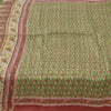Sanskriti Vintage Sarees Green/Red Indian Pure Silk Print Sari 5yd Craft Sustainable Fabric