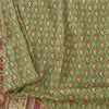 Sanskriti Vintage Sarees Green/Red Indian Pure Silk Print Sari 5yd Craft Sustainable Fabric