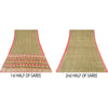 Sanskriti Vintage Sarees Green/Red Indian Pure Silk Print Sari 5yd Craft Sustainable Fabric