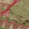 Sanskriti Vintage Sarees Green/Red Indian Pure Silk Print Sari 5yd Craft Sustainable Fabric