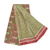 Sanskriti Vintage Sarees Green/Red Indian Pure Silk Print Sari 5yd Craft Sustainable Fabric