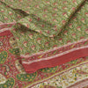 Sanskriti Vintage Sarees Green/Red Indian Pure Silk Print Sari 5yd Craft Sustainable Fabric