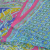 Sanskriti Vintage Sarees Blue From India Pure Silk Printed Sari 5yd Craft Sustainable Fabric