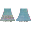 Sanskriti Vintage Sarees Blue From India Pure Silk Printed Sari 5yd Craft Sustainable Fabric