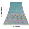 Sanskriti Vintage Sarees Blue From India Pure Silk Printed Sari 5yd Craft Sustainable Fabric