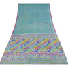 Sanskriti Vintage Sarees Blue From India Pure Silk Printed Sari 5yd Craft Sustainable Fabric