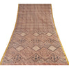 Sanskriti Vintage Sarees Brown Zari Border Pure Silk Print Sari 6yd Craft Sustainable Fabric