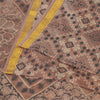 Sanskriti Vintage Sarees Brown Zari Border Pure Silk Print Sari 6yd Craft Sustainable Fabric