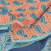 Sanskriti Vintage Sarees Peach/Blue 100% Pure Silk Printed Sari 5yd Craft Sustainable Fabric