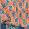 Sanskriti Vintage Sarees Peach/Blue 100% Pure Silk Printed Sari 5yd Craft Sustainable Fabric