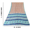 Sanskriti Vintage Sarees Peach/Blue 100% Pure Silk Printed Sari 5yd Craft Sustainable Fabric