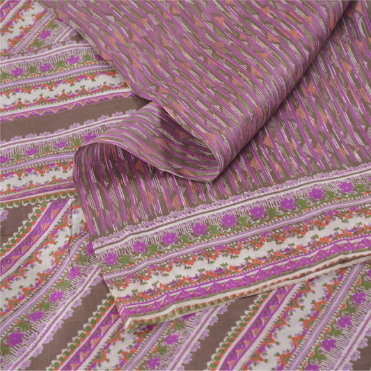 Sanskriti Vintage Sarees Multicolor 100% Pure Silk Printed Sari 6yd Craft Sustainable Fabric