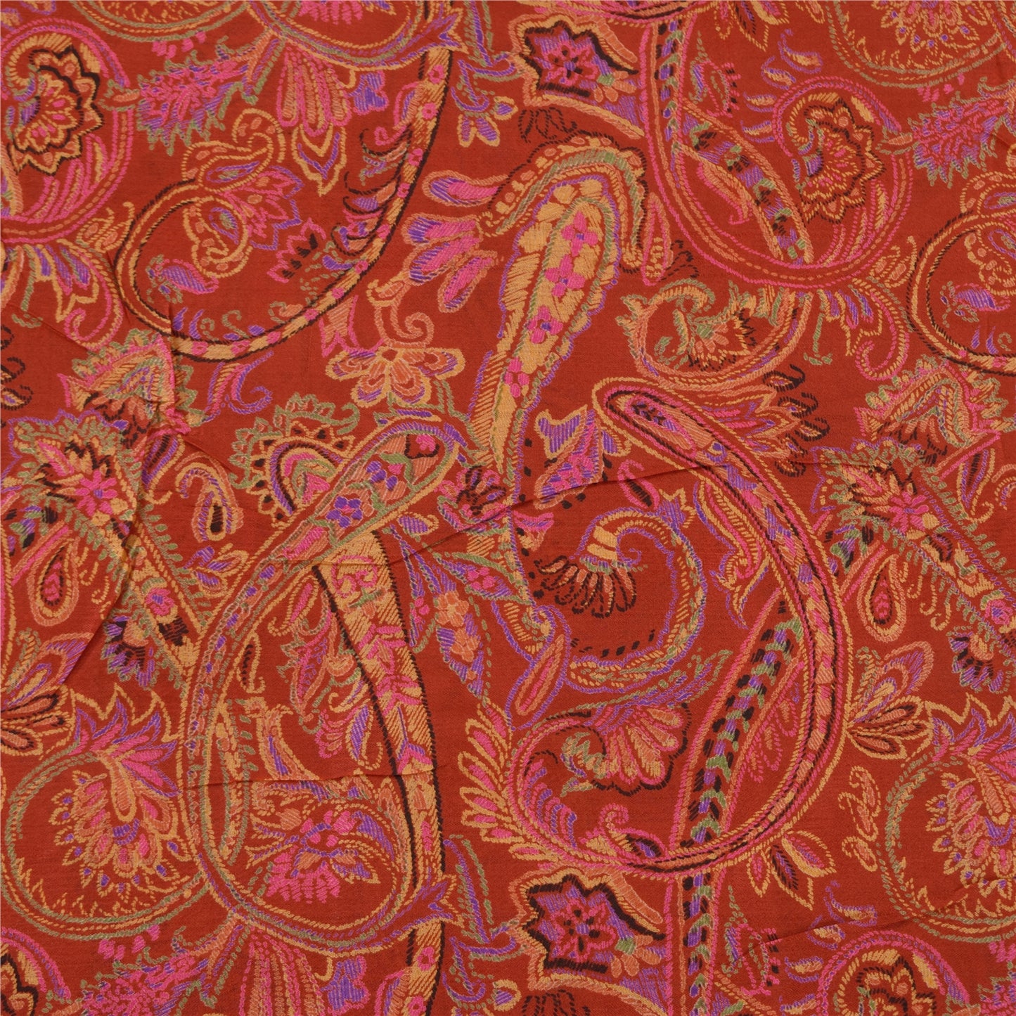 Sanskriti Vintage Sarees From India Red Pure Silk Printed Sari 5yd Craft Sustainable Fabric