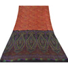 Sanskriti Vintage Sarees From India Red Pure Silk Printed Sari 5yd Craft Sustainable Fabric