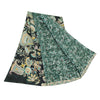Sanskriti Vintage Sarees Indian Green Pure Silk Printed Sari 6yd Craft Sustainable Fabric