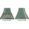 Sanskriti Vintage Sarees Indian Green Pure Silk Printed Sari 6yd Craft Sustainable Fabric