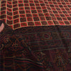 Sanskriti Vintage Sarees Red/Black Bandhani Pure Silk Printed Sari 5yd Sustainable Fabric