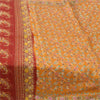 Sanskriti Vintage Sarees Gule Indiske Ren Silke Trykte Sari 6yd Håndværk Bæredygtigt Stoff