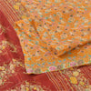 Sanskriti Vintage Sarees Gule Indiske Ren Silke Trykte Sari 6yd Håndværk Bæredygtigt Stoff